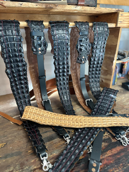 Fat Back - Genuine Crocodile Radio Strap Set