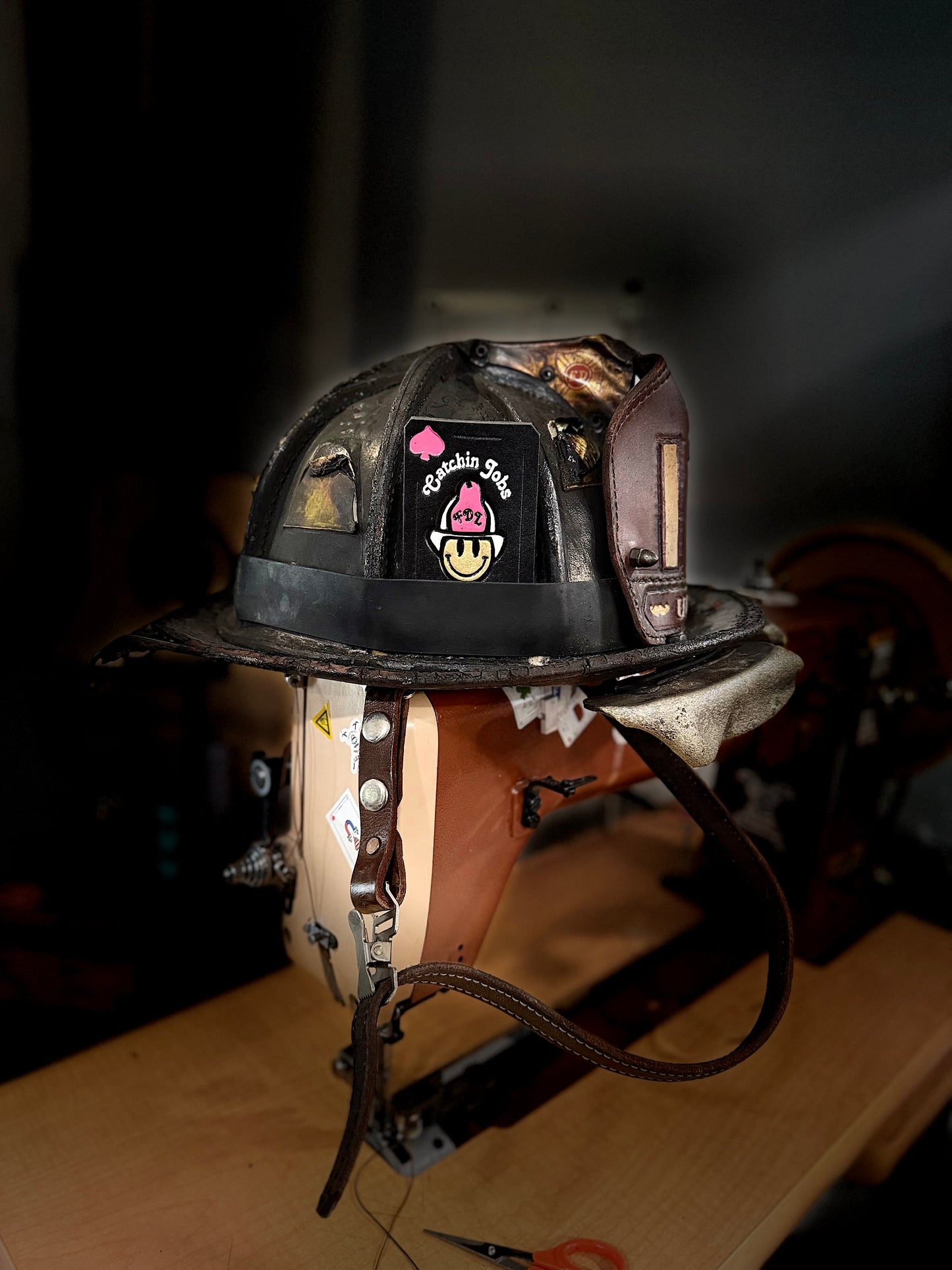 Catchin' Jobs - Leather Helmet Card