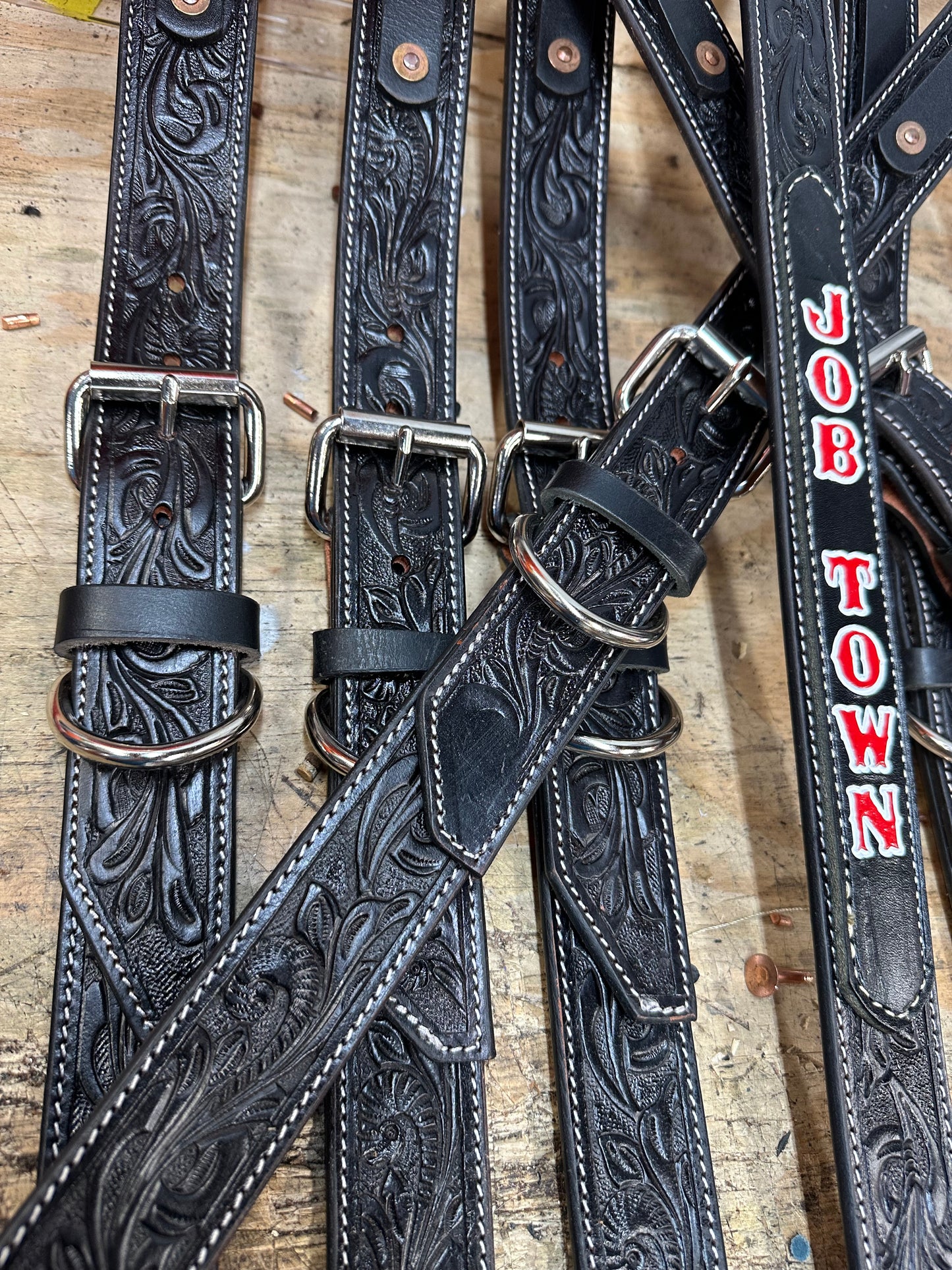 “NEW” BLACKED OUT TOOLED CUSTOM RADIO STRAP SET