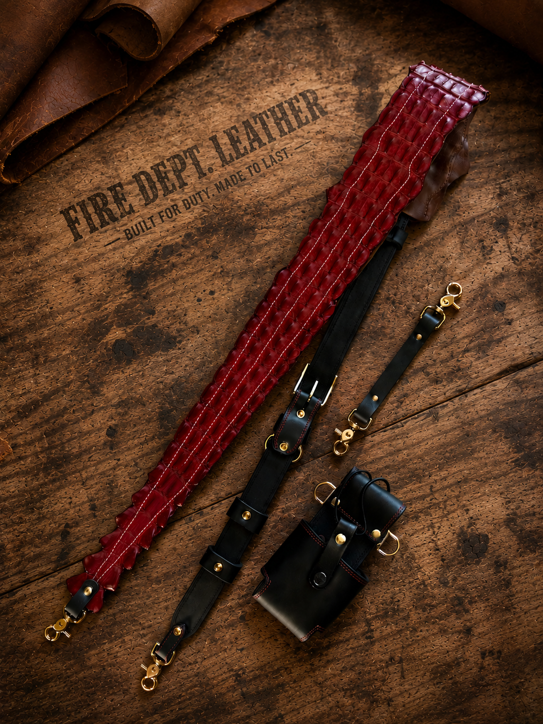 PRE ORDER- Fat Back - Genuine Crocodile Radio Strap Set