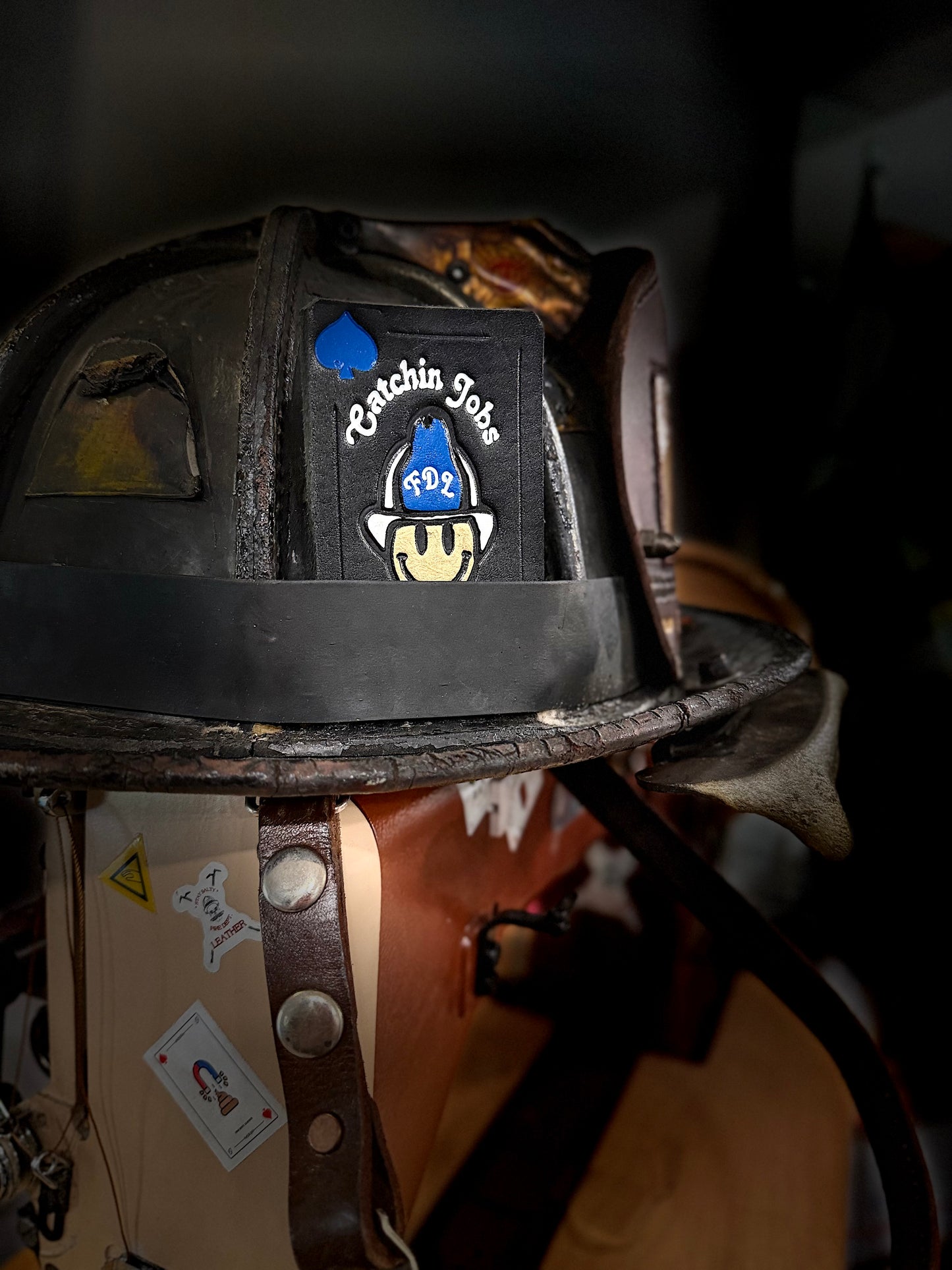 Catchin' Jobs - Leather Helmet Card