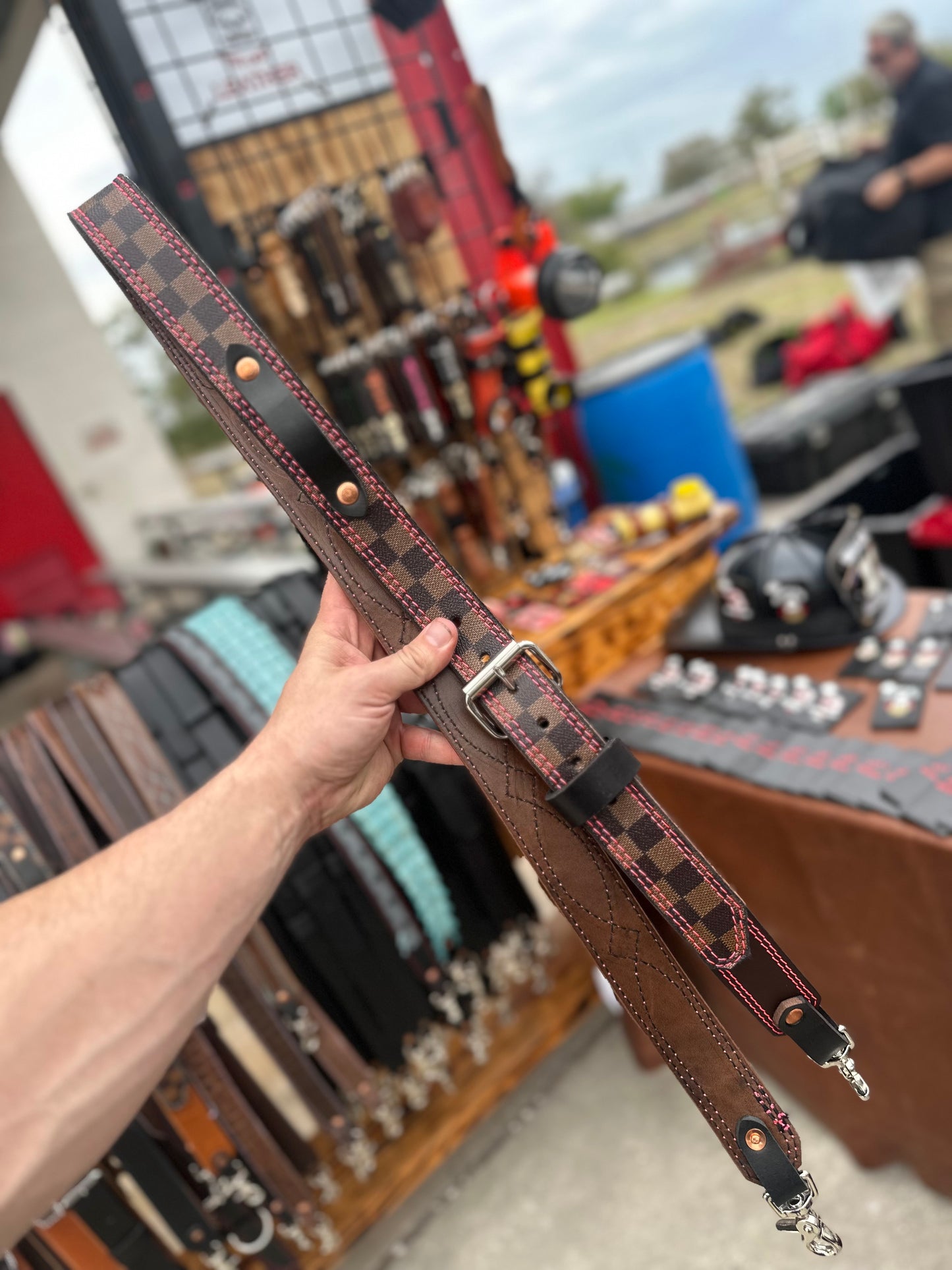 Designer Monogram Checkered X Gunslinger radio Strap Only