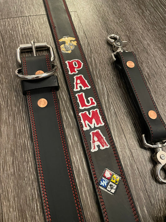 “HEAVY HITTER” Black Leather & Red Stitching