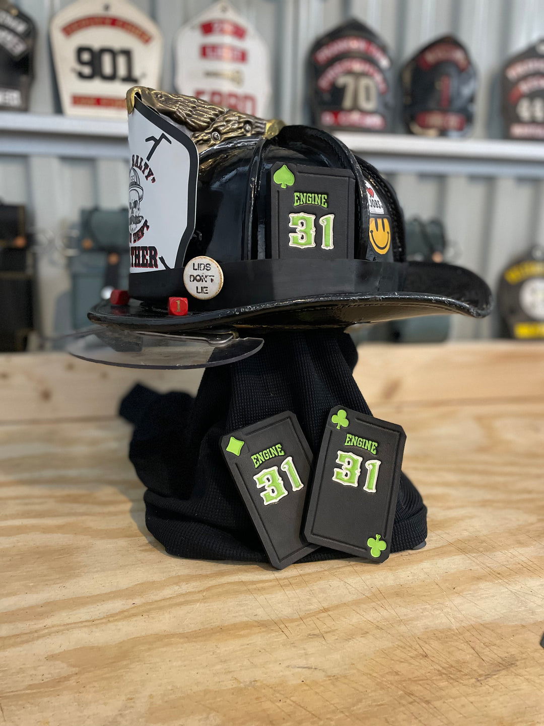 Custom Leather Fire Helmet Shields