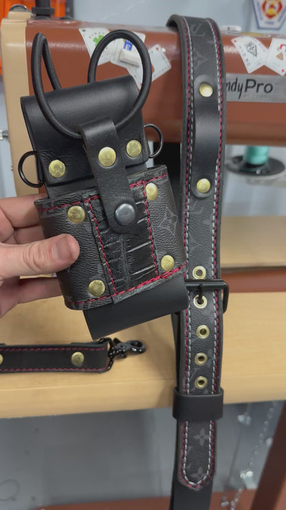 PRE ORDER - Black Designer Monogram X Genuine American Gator Strap Set