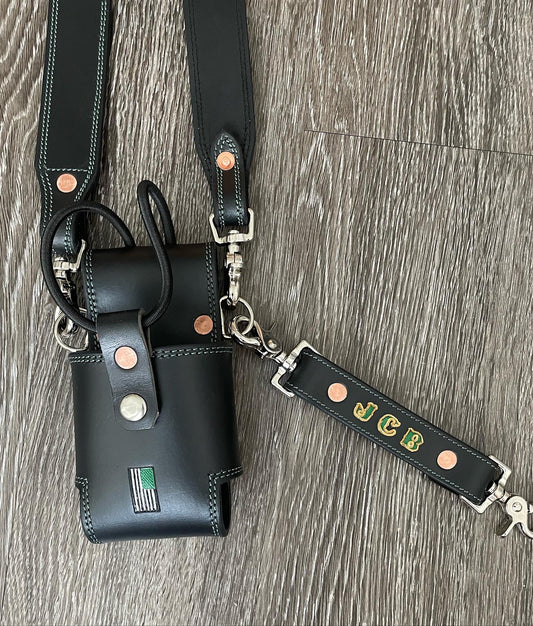 Custom leather radio holder